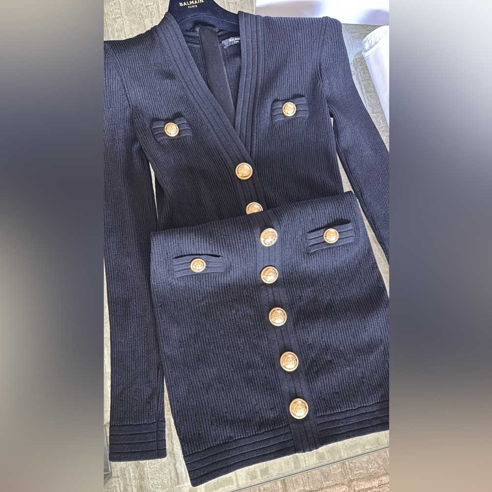 BALMAIN SHORT KNITTED DRESS WITH GOLD
BUTTONS - Picture 5 of 6